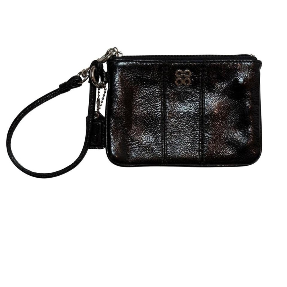 Coach Julia Wristlet Wallet Clutch Black Patent Leather